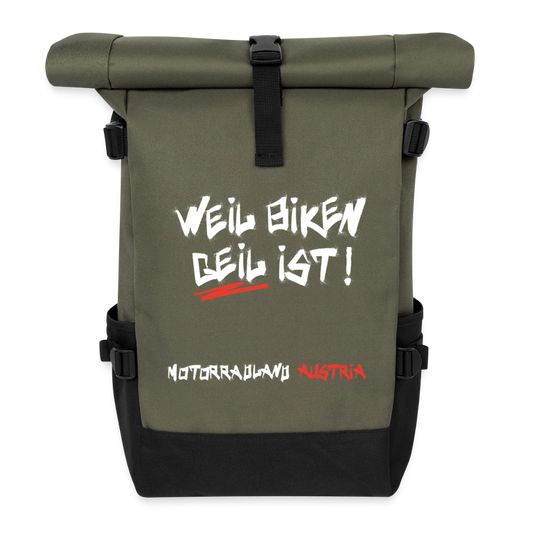 Weil Biken geil ist! Motorrad Rucksack - Olive/Schwarz