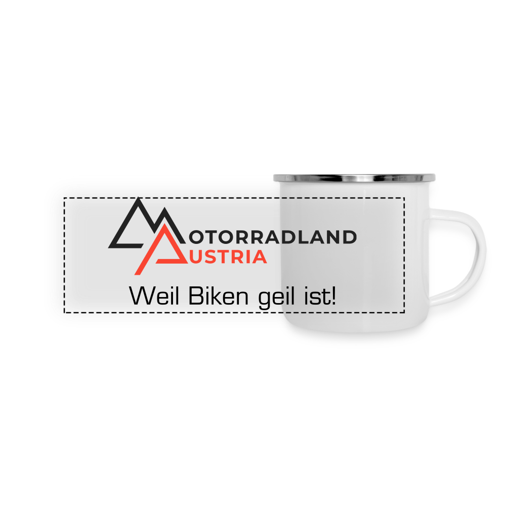Motorradland Austria Email-Tasse - weiß