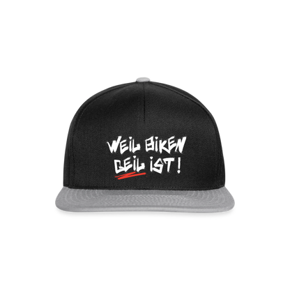 Weil Biken geil ist! Motorrad Cap - Schwarz/Grau