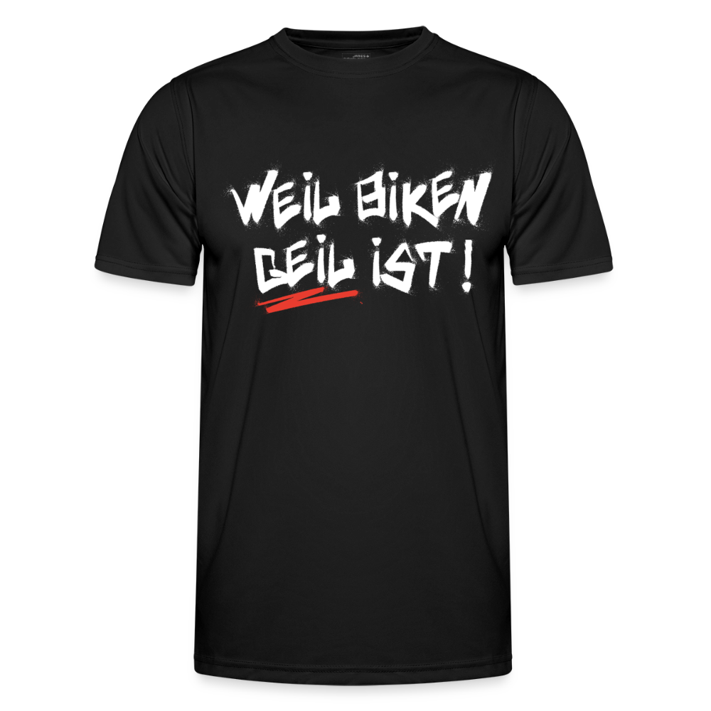 Weil Biken geil ist! Motorrad-Funktions-T-Shirt Herren - Schwarz