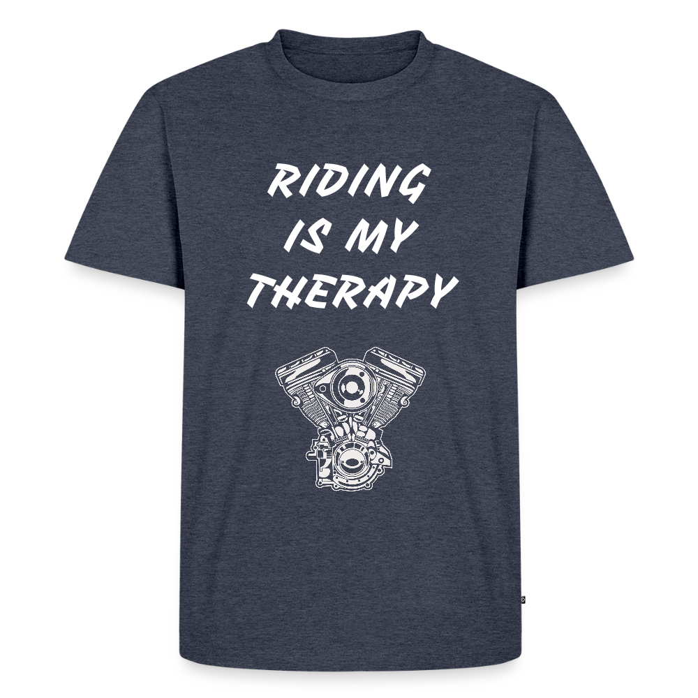 Riding is my Therapy Motorrad T-Shirt - Jeansblau 