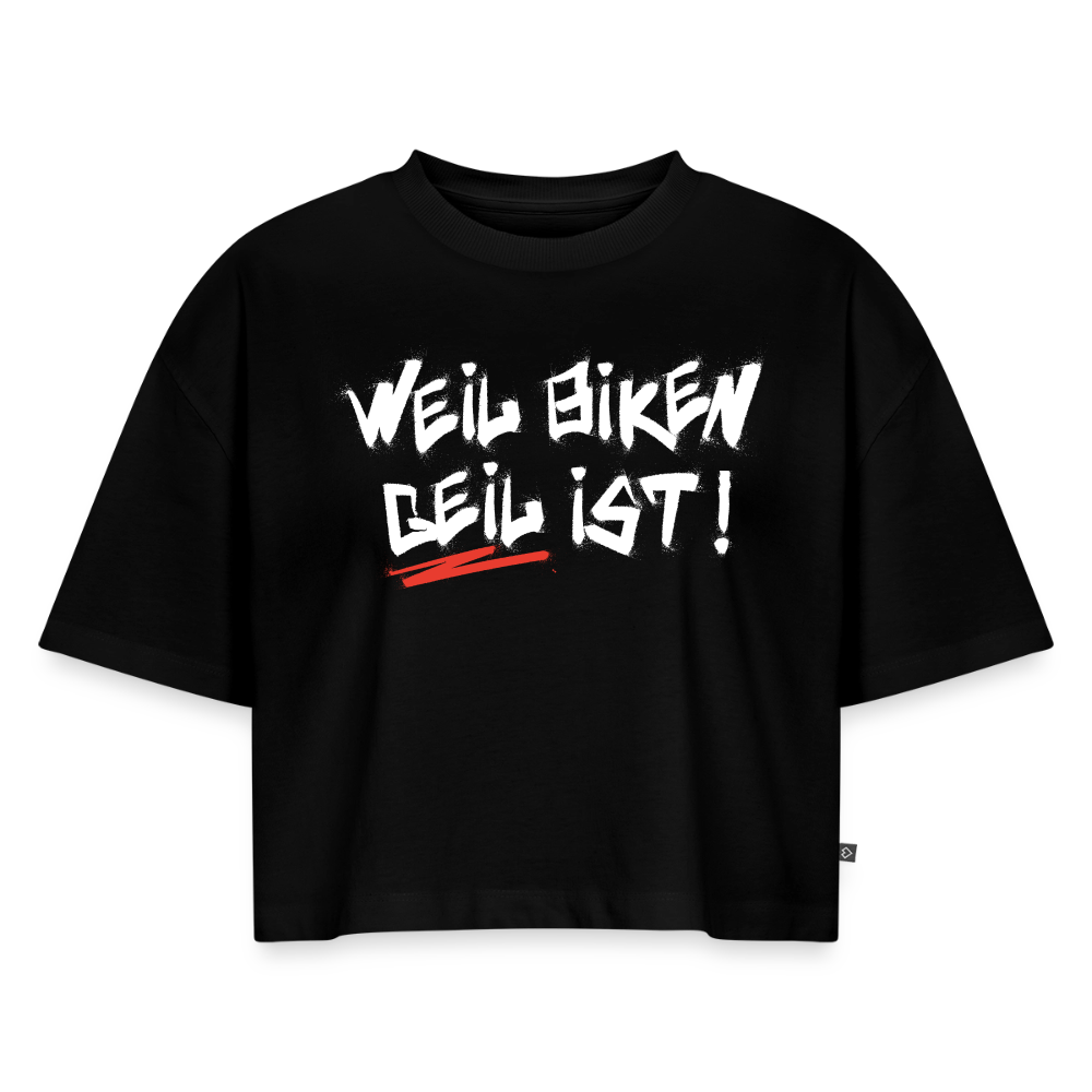 Weil Biken geil ist! Oversized Motorrad T-Shirt Damen - Schwarz