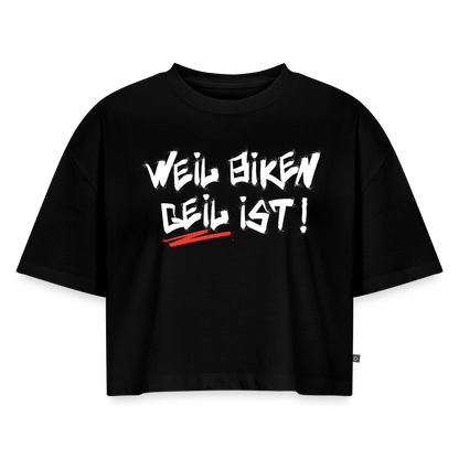 Weil Biken geil ist! Oversized Motorrad T-Shirt Damen - Schwarz