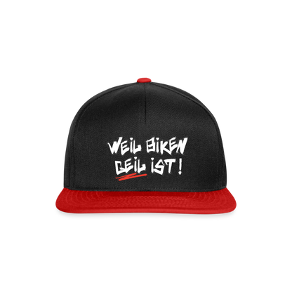 Weil Biken geil ist! Motorrad Cap - Schwarz/Rot
