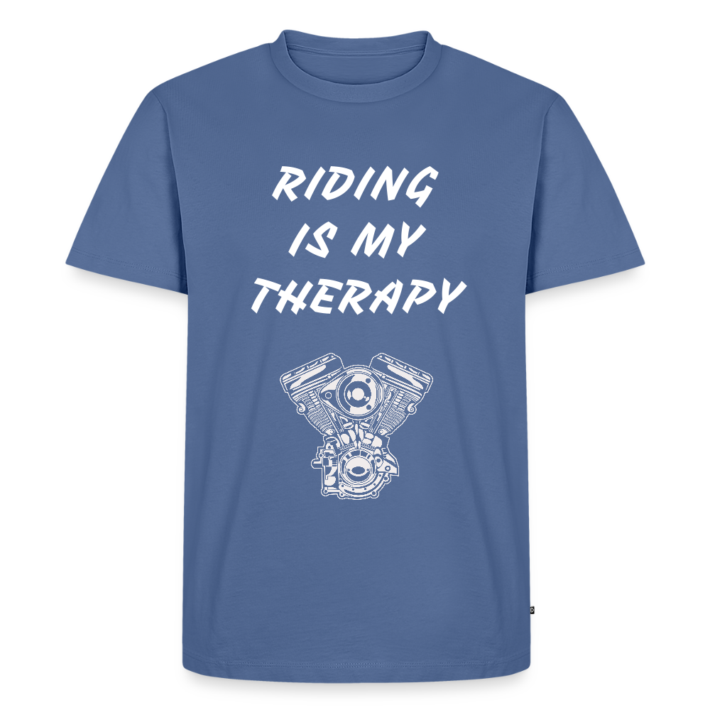 Riding is my Therapy Motorrad T-Shirt - Taubenblau