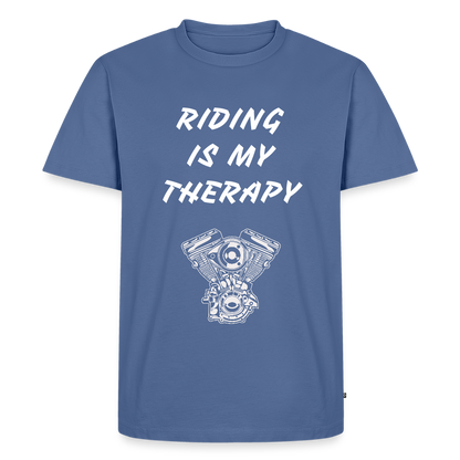 Riding is my Therapy Motorrad T-Shirt - Taubenblau