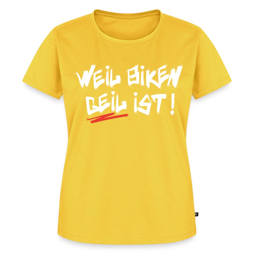 Weil Biken geil ist! Motorrad Damen T-Shirt - Sonnengelb