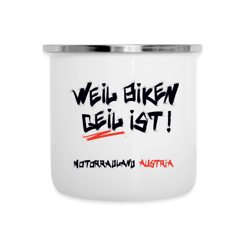 Motorradland Austria Emaille-Tasse - Weiß