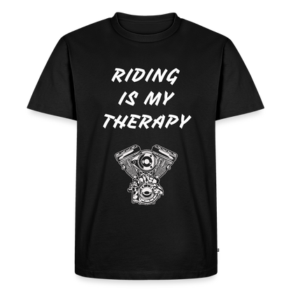 Riding is my Therapy Motorrad T-Shirt - Schwarz