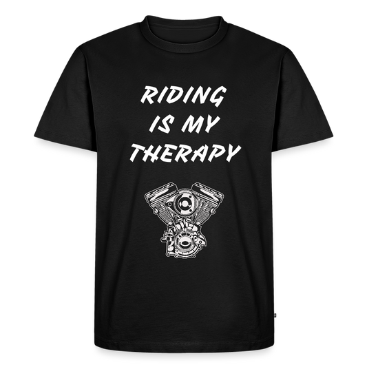Riding is my Therapy Motorrad T-Shirt - Schwarz