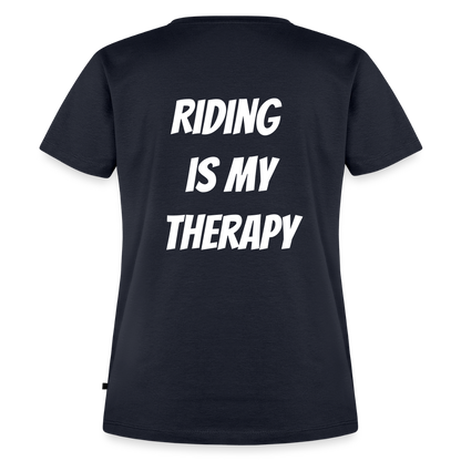 Riding is my Therapy Motorrad T-Shirt Damen - Navy