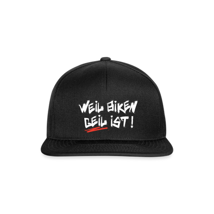 Weil Biken geil ist! Motorrad Cap - Schwarz/Schwarz