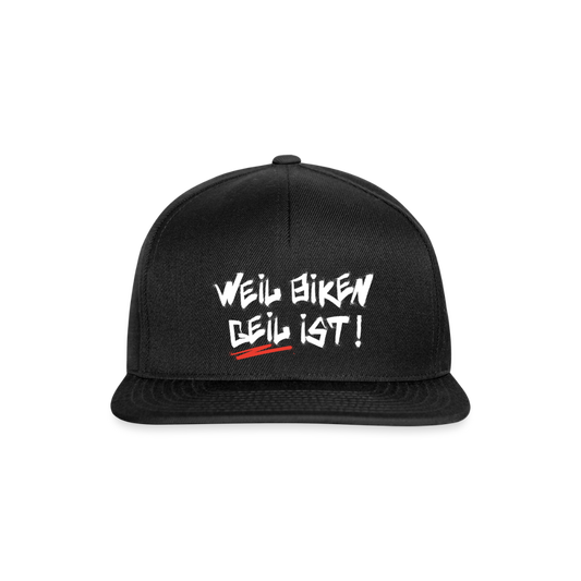 Weil Biken geil ist! Motorrad Cap - Schwarz/Schwarz