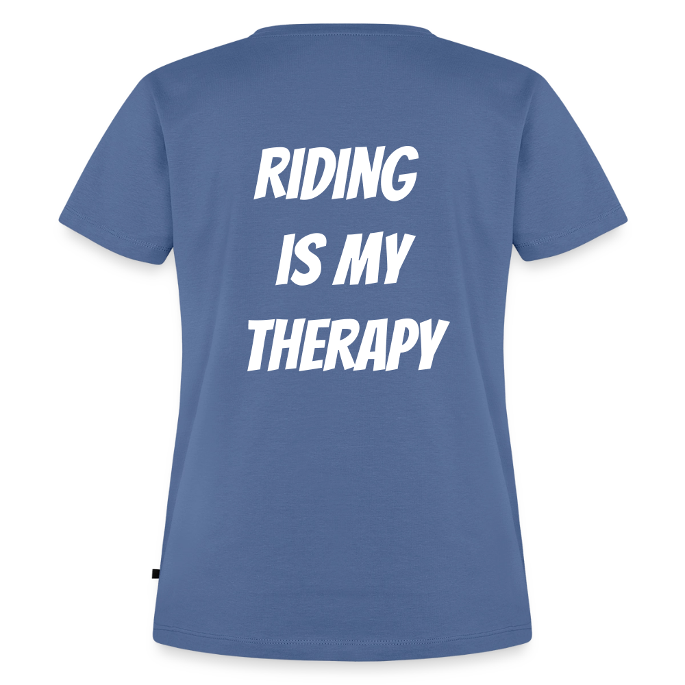 Riding is my Therapy Motorrad T-Shirt Damen - Taubenblau