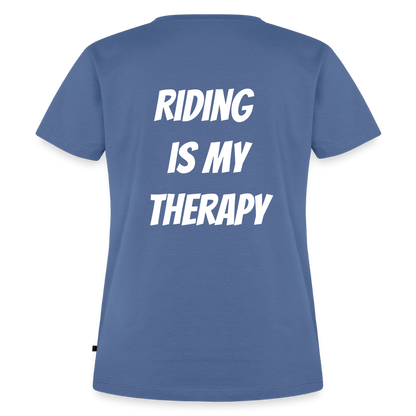 Riding is my Therapy Motorrad T-Shirt Damen - Taubenblau