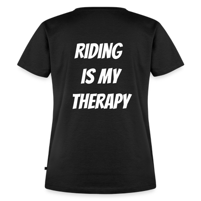 Riding is my Therapy Motorrad T-Shirt Damen - Schwarz