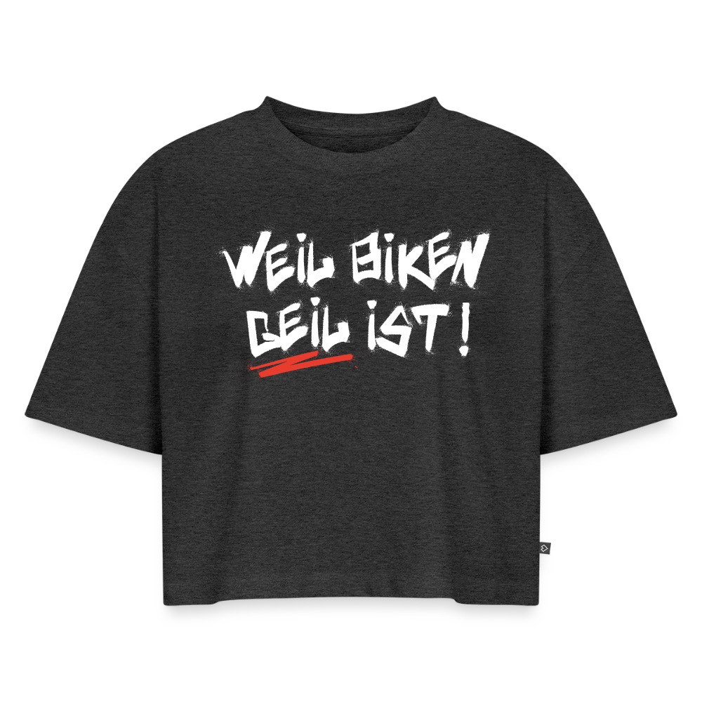 Weil Biken geil ist! Oversized Motorrad T-Shirt Damen - Anthrazit meliert