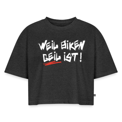 Weil Biken geil ist! Oversized Motorrad T-Shirt Damen - Anthrazit meliert