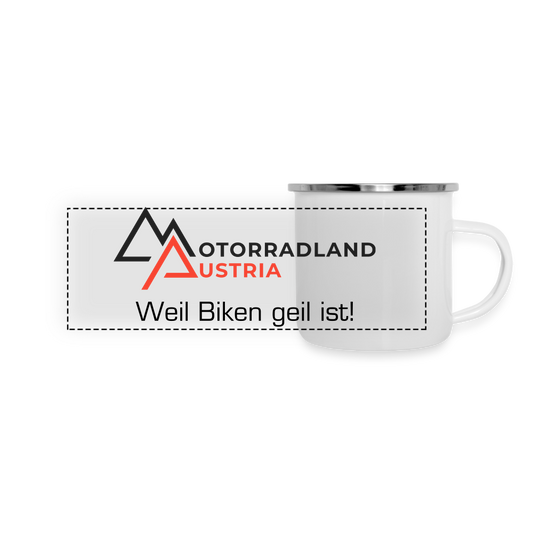 Motorradland Austria Email-Tasse - weiß